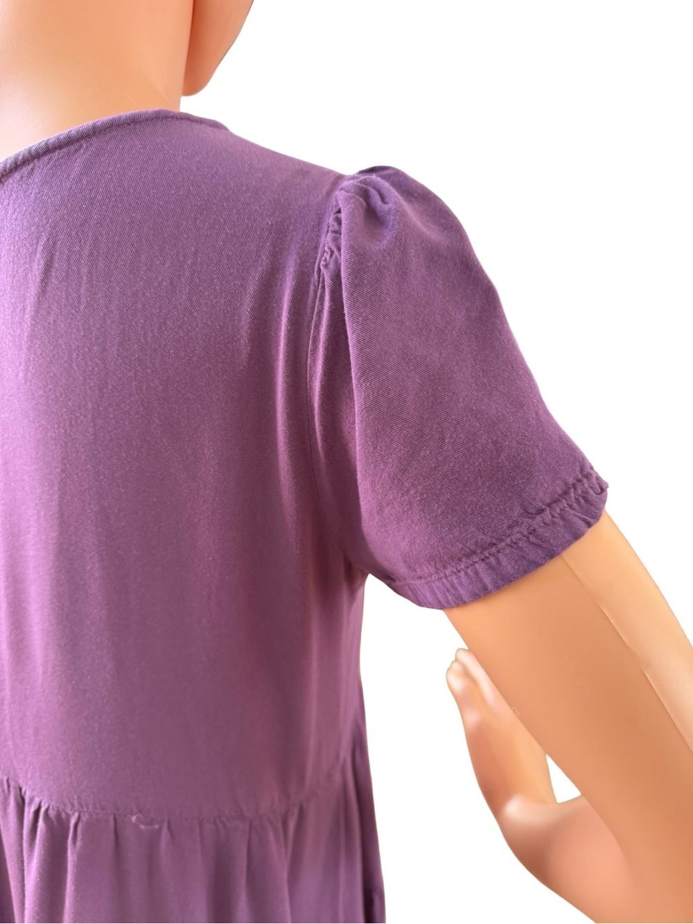 Tiered Short-Sleeve Midi Dress in Purple - Picture 4 of 6